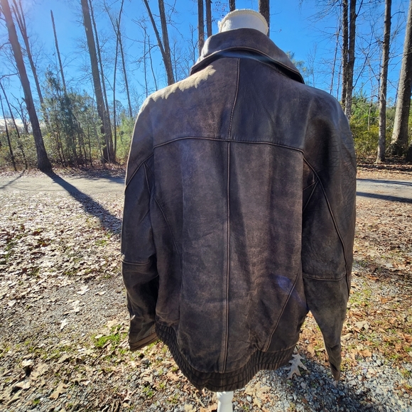 Vintage J.Park Original Distressed Leather Bomber Jacket - Picture 6 of 12